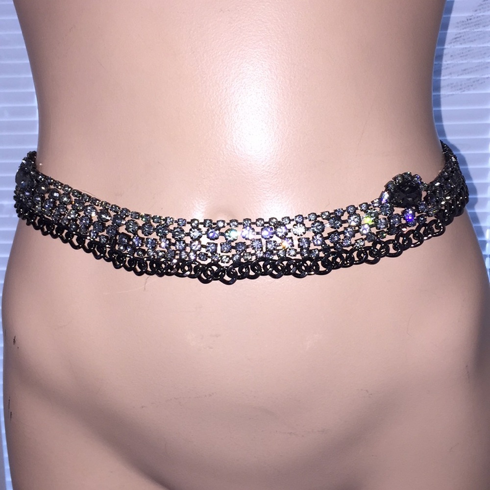 J.crew Swarovski crystal gunmetal belt Rare